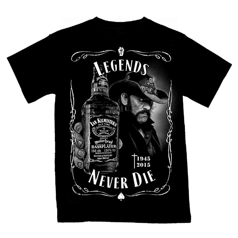 T-shirt noir homme unisexe Lemmy Legends Never Die coton bio image 1