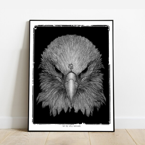 Affiche Poster AIGLE noir et blanc 30x40 cm par Will Argunas