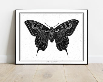 Dark Butterfly POSTER black and white by Will Argunas