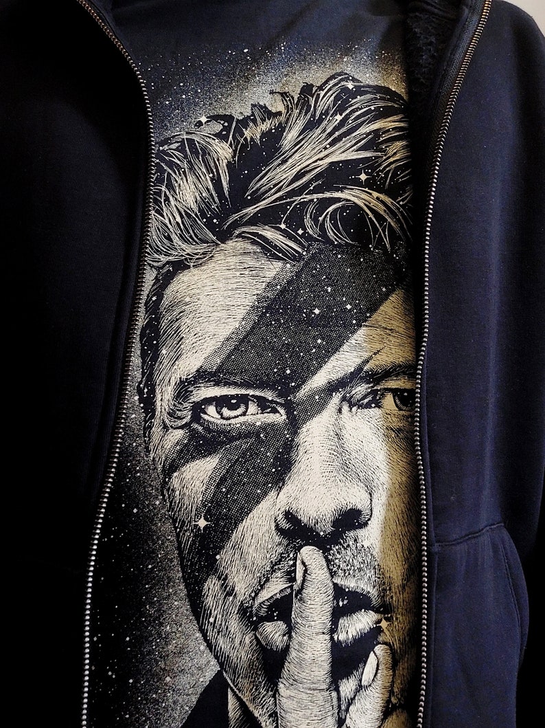 T-Shirt noir Unisexe I Space Oddity I Bowie I Coton Bio I Edition limitée I par Will Argunas Art image 3