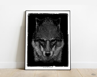 Wolf POSTER black and white by Will Argunas
