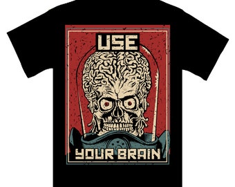 PRECOMMANDE Tshirt noir Unisexe Use your Brain - Coton Bio - Edition Limitée - par Will Argunas