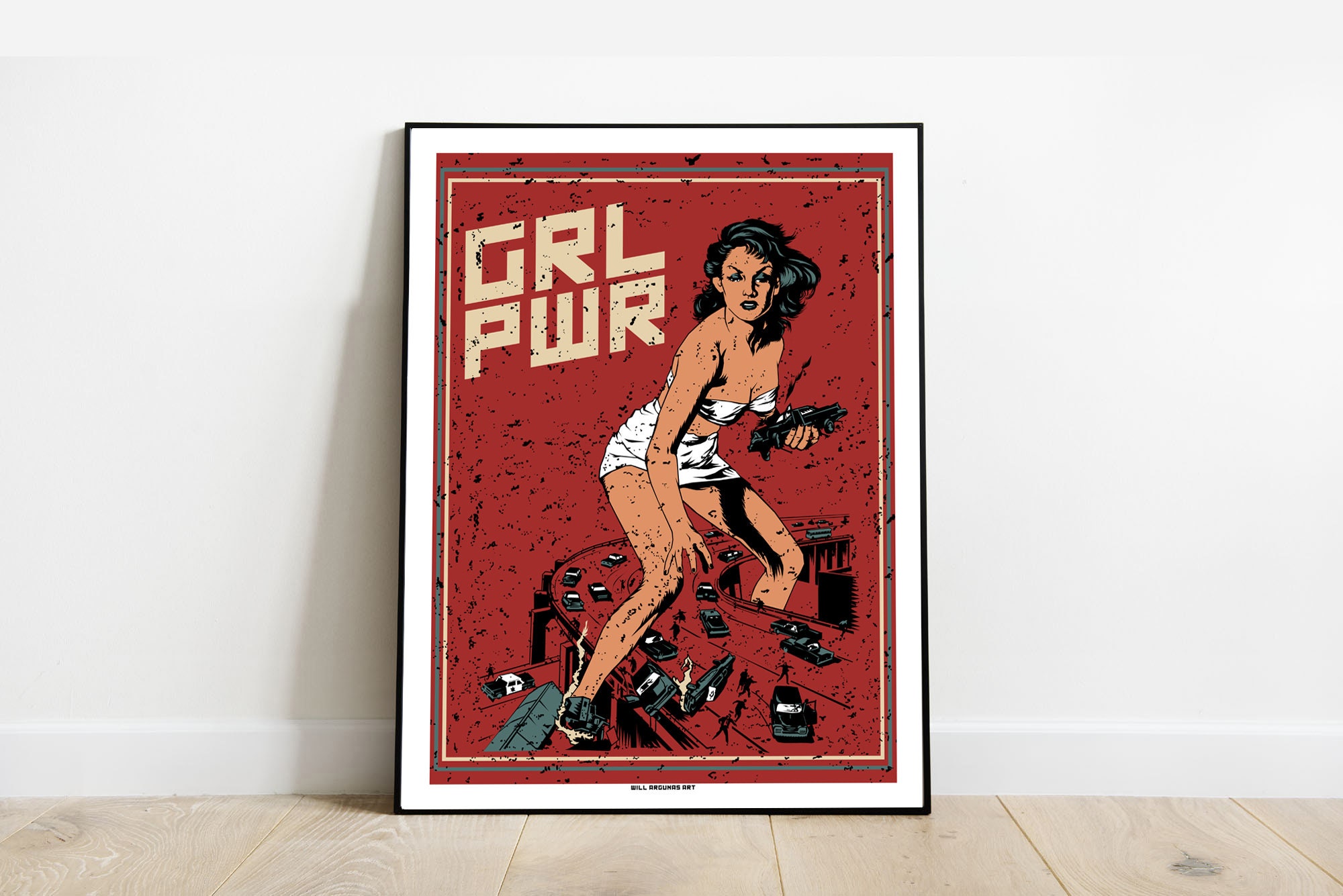 Affiche Girl Power I Poster L'attaque de La Femme 50 Pieds 30x40 cm Par Will Argunas