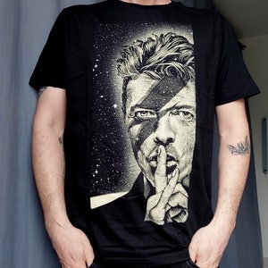 T-Shirt noir Unisexe I Space Oddity I Bowie I Coton Bio I Edition limitée I par Will Argunas Art image 2