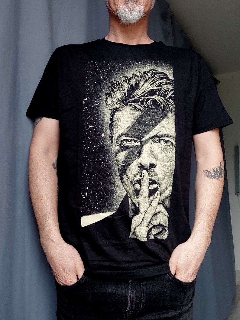 T-Shirt noir Unisexe I Space Oddity I Bowie I Coton Bio I Edition limitée I par Will Argunas Art image 2