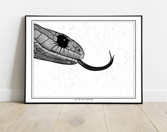 Affiche Poster SERPENT noir et blanc 30x40 cm par Will Argunas