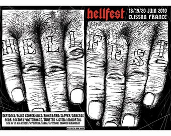 Affiche Hellfest 2010 I Sérigraphie Officielle I 50x70 cm I par Will Argunas I Edition Limitée