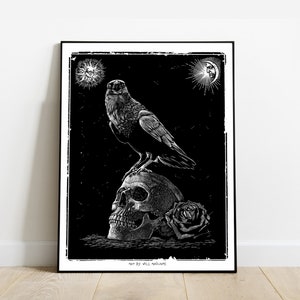 Crow Vanity POSTER black and white by Will Argunas image 1