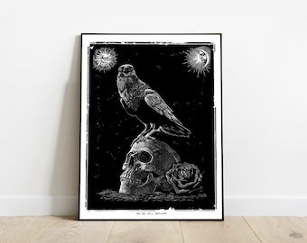 Crow Vanity POSTER black and white by Will Argunas
