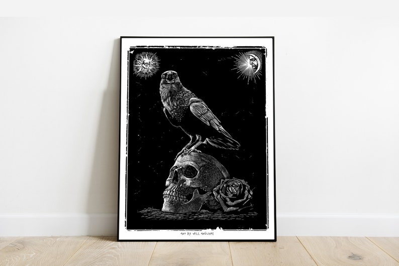 Crow Vanity POSTER black and white by Will Argunas image 1