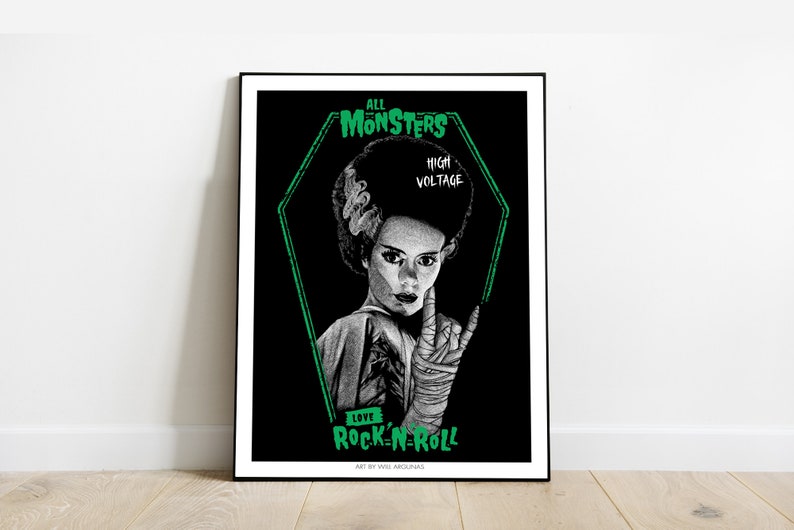 AFFICHE POSTER Fiancée de Frankenstein I Bride of Frankenstein I 30x40 cm I par Will Argunas image 1