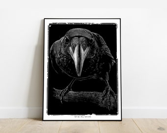 Crow POSTER black and white by Will Argunas