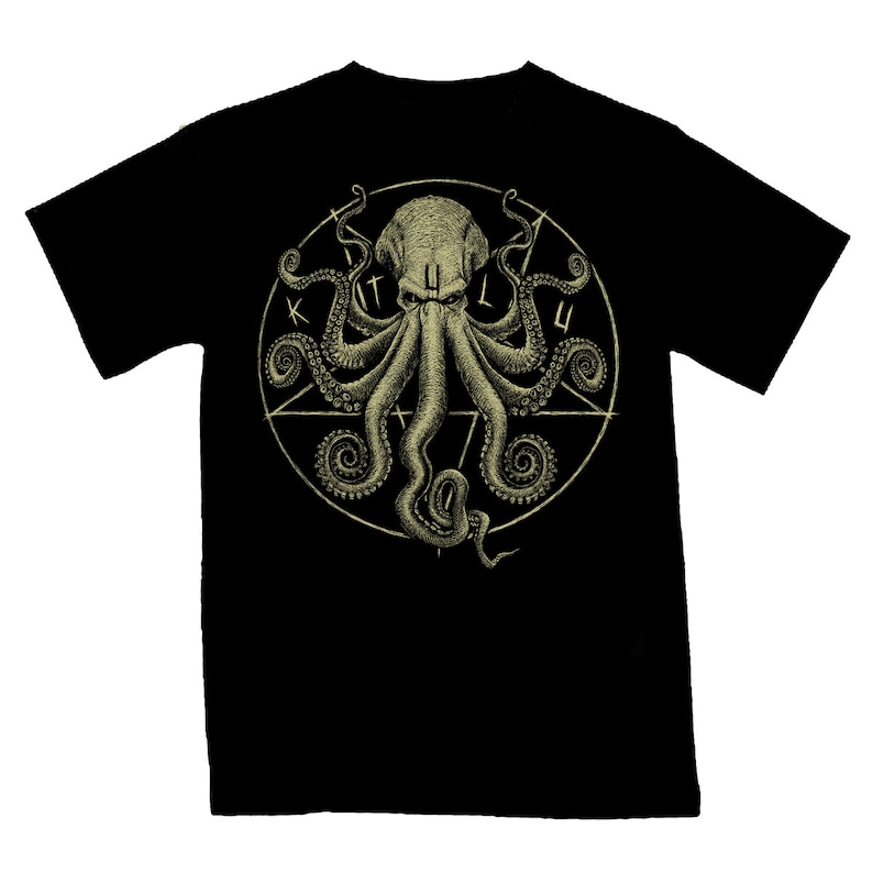 T-Shirt Noir Unisexe I Ktulu I Lovecraft I Coton Bio I Edition limitée I par Will Argunas Art image 1