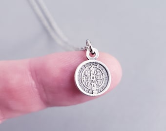 St Benedict medal St Benedict medal necklace Silver St Benedict medal Catholic St Benedict medal St Benedict medal jewelry St Benedict medal