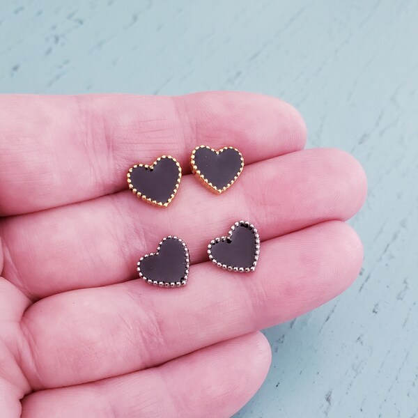 Black Heart Earrings Etsy