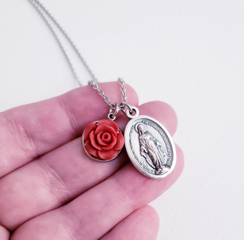 Miraculous medal necklace Silver Miraculous medal Catholic Miraculous medal Catholic jewelry Silver necklaces for women Catholic medal Medal