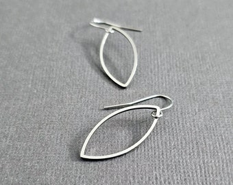 Marquise dangle earrings Silver geometric earrings Stainless steel Hypoallergenic Minimalist drop earrings Simple Marquise earring