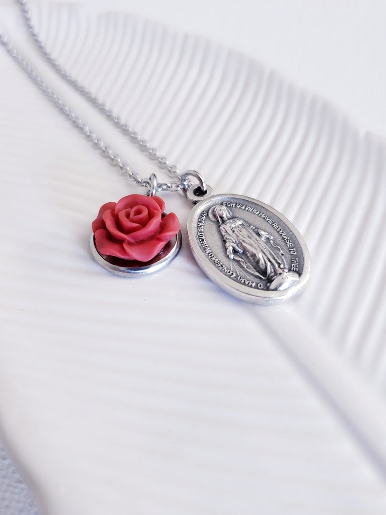 Miraculous medal necklace Silver Miraculous medal Catholic Miraculous medal Catholic jewelry Silver necklaces for women Catholic medal Medal