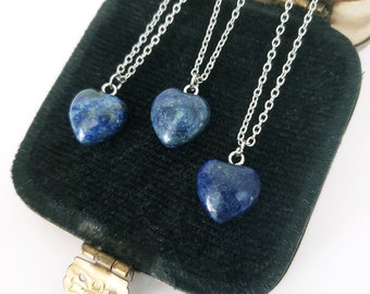 Lapis Lazuli heart necklace Lapis Lazuli crystal pendant Silver lapis lazuli necklace Lapis crystal heart necklace Lapis heart pendant Lapis