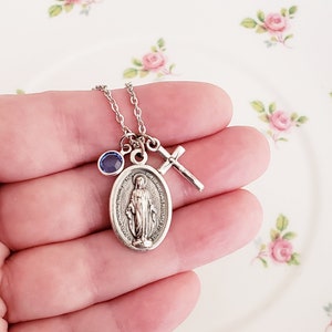 Mother Mary necklace Mother Mary pendant Mother Mary jewelry Catholic jewelry for her Miraculous Medal Catholic Mother Mary Catholic gifts