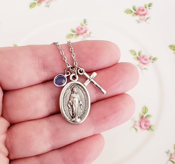 Personalised Sterling Virgin Mary's Medal Necklace | Lisa Angel