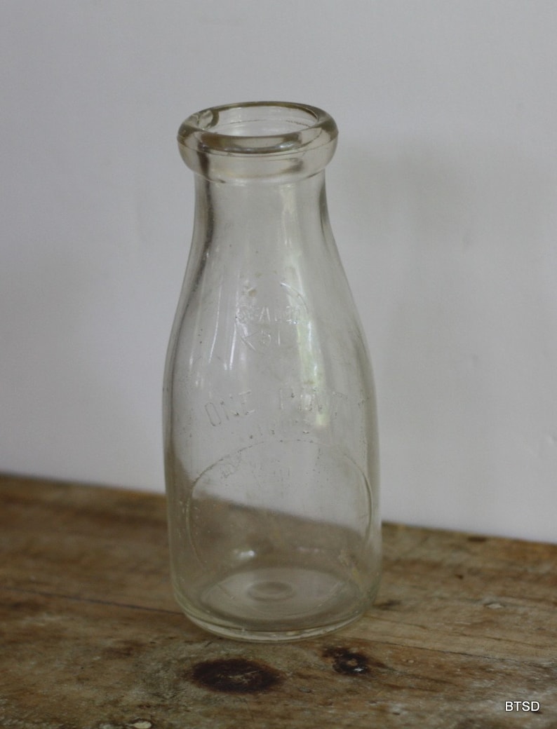 Antique Vintage Milk Bottle One Pint Liquid Sealed 51 Etsy