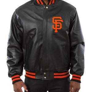 San Francisco Giants Leather Jacket, MLB Baseball Jacket, Full Snap- Zip  Embroidered Jacket, Athletic Sports Jacket, Giants Lover, Unisex
