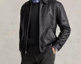 Vintage 90s Polo Ralph Lauren Cowhide Leather Biker Jacket