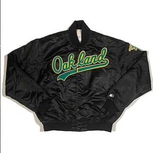 90’s Oakland Athletics Black Satin Varsity Jacket, MLB Baseball Bomber Jacket, Athletic Fans Jacket, Embroidered Jacket, Unisex