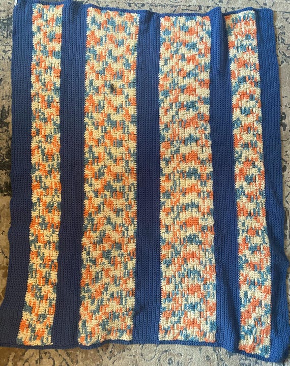 Crocheted Basket Weave Stitch Baby Blanket, Stroller Blanket