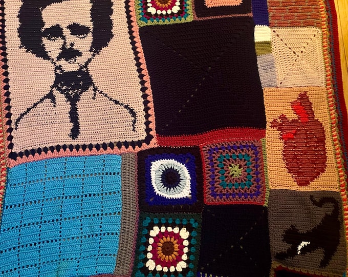 Featured listing image: The Poe Throw, crocheted afghan