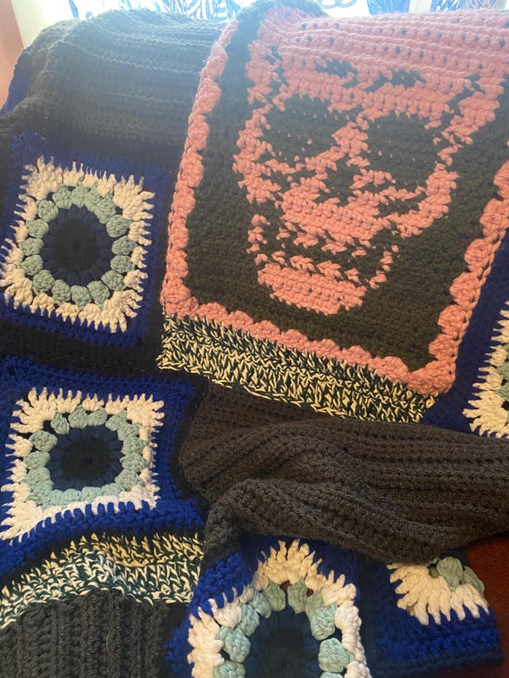 Boho Skull Mosaic Throw