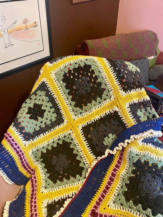 Moody Granny Square Throw