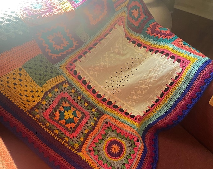 Featured listing image: Scrapghan Mixed Up Granny Square with Mom's Doily