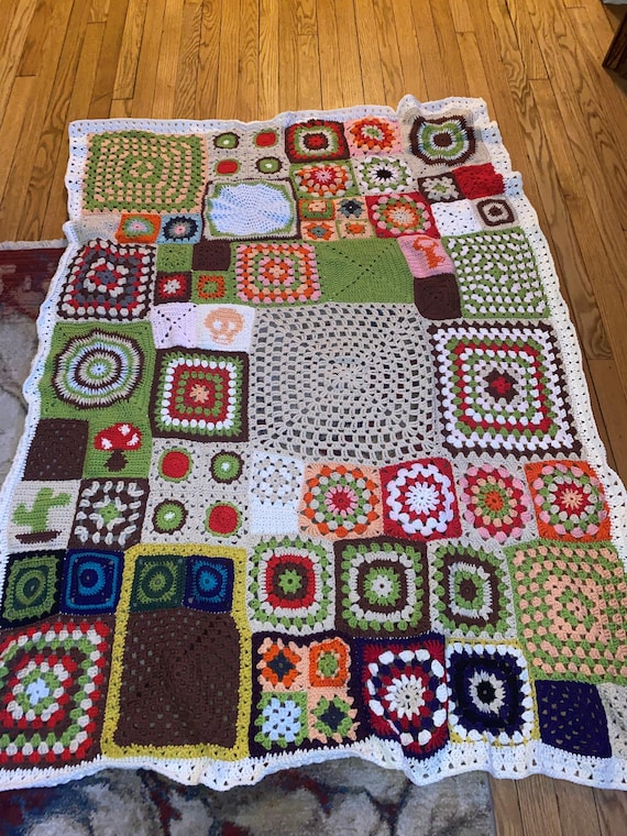Cottage Core Mixed Up Granny Scrap Afghan