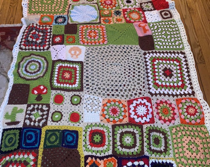 Featured listing image: Cottage Core Mixed Up Granny Scrap Afghan