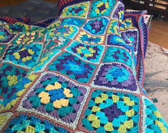Colorful Granny Square Throw