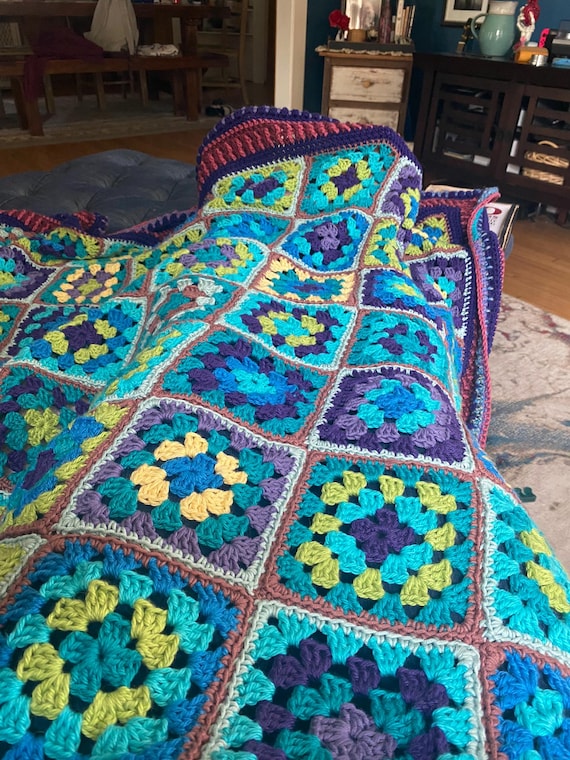 Colorful Granny Square Throw