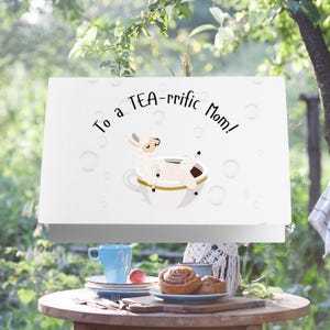 Happy Mother's Day Card - geweldige "TEA - rrific" Mom - lama in theekopje - afdrukbare pdf-kaart