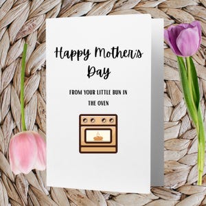 Carte Joyeuse fête des mères - Bébé arrive - Première fête des mères - Petit pain au four - Nouvelle maman - Carte PDF imprimable