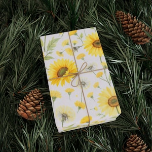 Sunflower Gift Wrap Paper, Floral Wrapping Sheets, Eco-Friendly Wrapping Paper, Birthday, Wedding, Shower, Holiday Present Wrap