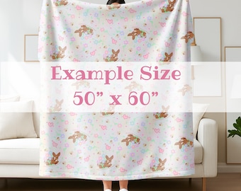 Pastel Baby Deer Blanket - Fawn Woodland Nursery Plush for Baby, Toddler or Kids