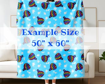 Rainbow Hot Air Balloon Plush Blanket Cozy Sky Themed Throw