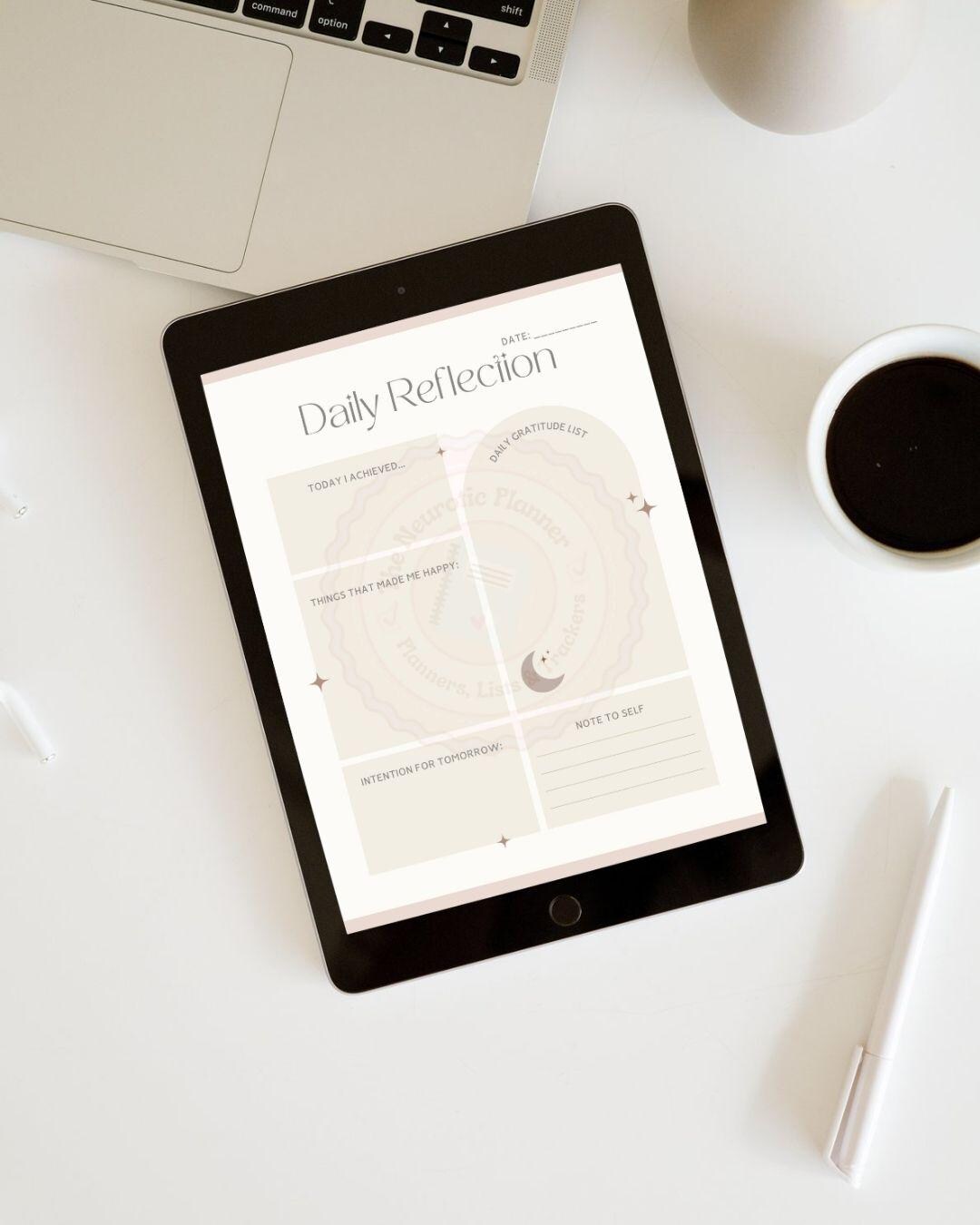 Digital Daily Reflection Sheet//planner//selfcare//gratitude Journal//pdf for Ipad, Tablet ...