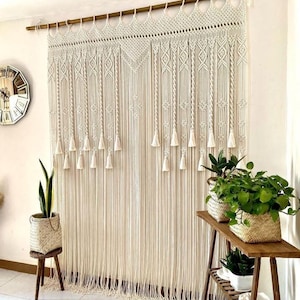 Boho Macrame Curtain /  Handmade Wall Hanging / Room Divider / Custom Size & Color /Bohemian Home Decor