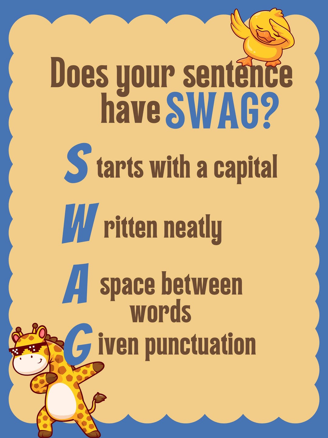 Sentence Swag SWAG - Sentence Checklist - Etsy