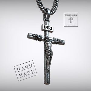 Crucifix Cross Necklace, Christian Gift, Jesus Pendant, Catholic Jewelry, Unisex Silver Faith Accessory, Religious Symbol