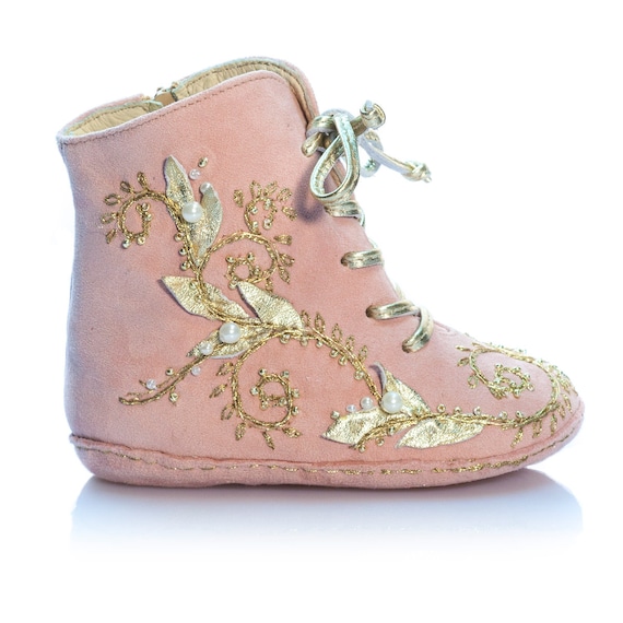 gold baby boots