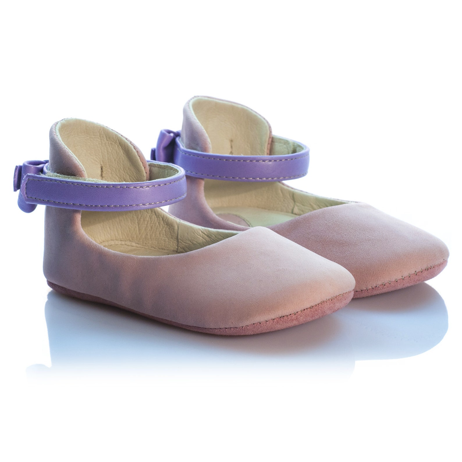 daphne - bow-embellished leather ballerinas pink leather baby girl shoes leather ballet flats for toddlers mary janes by vibys