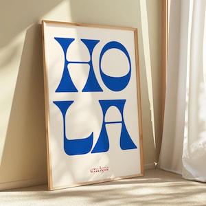 Retro Hola Typography Print Spanish Wall Art Digital Download Poster Minimalist Font Art Amigos Printable Decor Large Printable Art